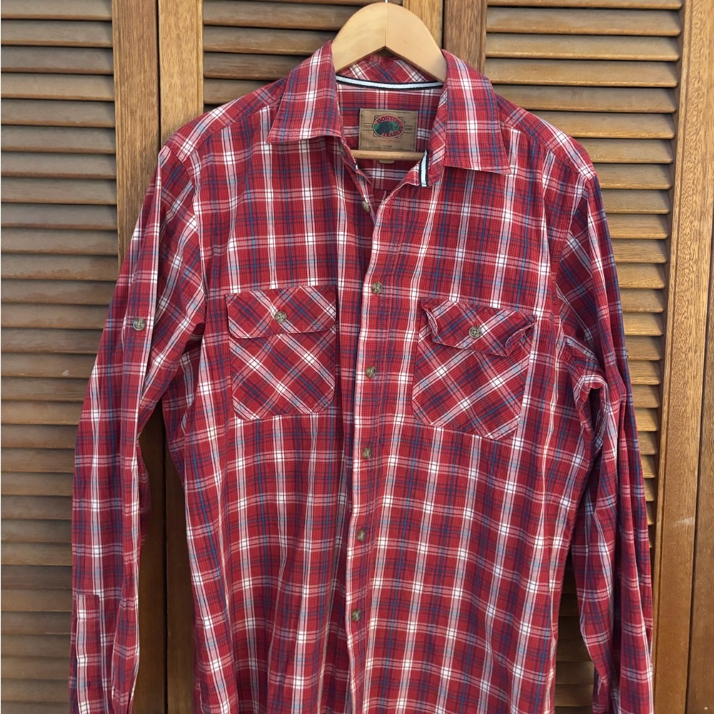 Boston Traders Red Plaid Casual Button-Down Shirt